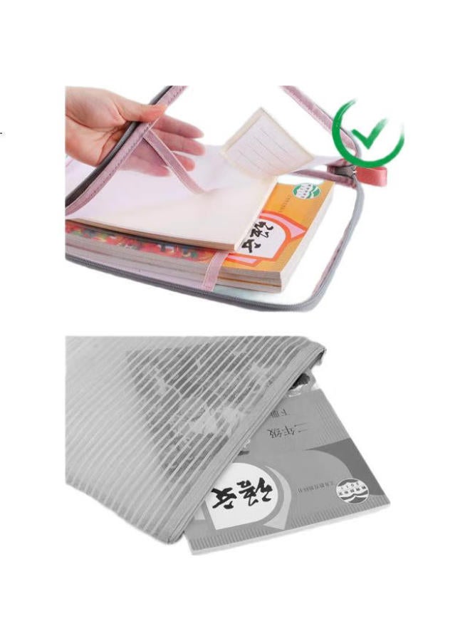 Jiamo Subject Classification Bag, Transparent File Bag, Zipper Mesh Large Opening Handheld Book Bag, Exam Bag, Primary School Student Homework Tutoring Bag, File Folder Test Paper Storage Bag, Sky Blue Style - Image 1