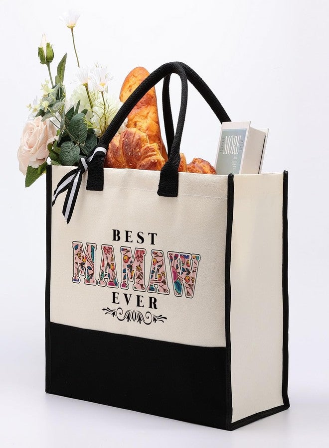 Gkwa Cotton Canvas Tote Bag for Women, Canvas Tote Bag for Gifting, Totes Bags Gift for Mamaw, Best Mamaw Ever Gifts Travel Bags, Gift for Birthday Mother's Day - Image 3