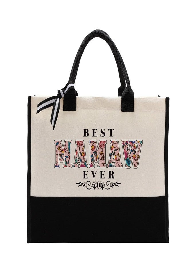 Gkwa Cotton Canvas Tote Bag for Women, Canvas Tote Bag for Gifting, Totes Bags Gift for Mamaw, Best Mamaw Ever Gifts Travel Bags, Gift for Birthday Mother's Day - Image 1