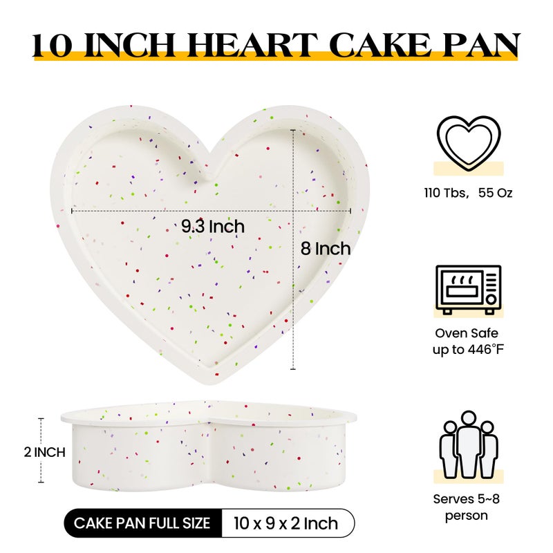 AOTASO Silicone Heart Shaped Cake Pans 10 Inch Large Heart Cake Pan Nonstick Silicone Heart Molds for Baking (2 Pcs Set, Cream) - Image 4