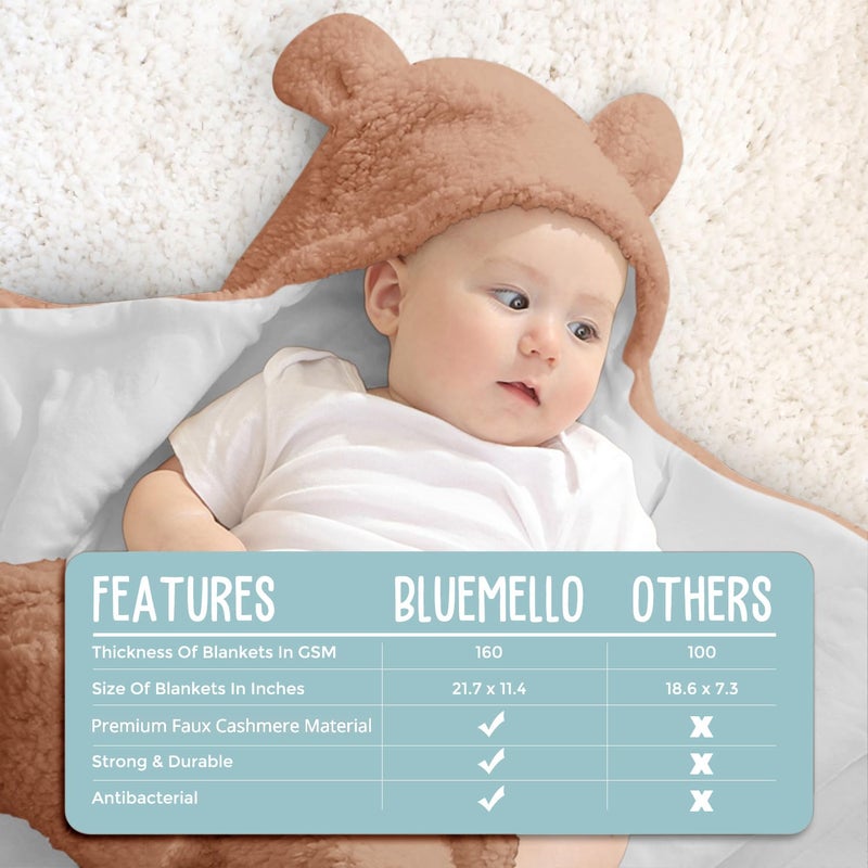 BlueMello Baby Swaddle Blanket | Ultra-Soft Plush Essential for Infants 0-6 Months | Receiving Swaddling Wrap Brown | Ideal Newborn Registry and Toddler Boy Accessories | Perfect Baby Girl Shower Gift - Image 4