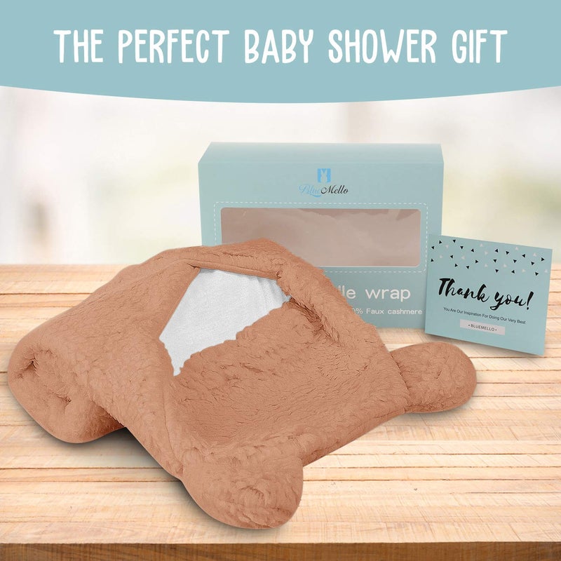 BlueMello Baby Swaddle Blanket | Ultra-Soft Plush Essential for Infants 0-6 Months | Receiving Swaddling Wrap Brown | Ideal Newborn Registry and Toddler Boy Accessories | Perfect Baby Girl Shower Gift - Image 5