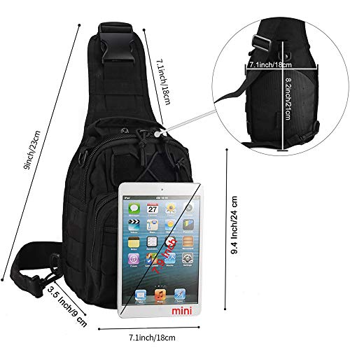 Novemkada Tactical Shoulder Bag1000D Outdoor Military Molle Sling Backpack Sport Chest Pack Daypack Bags for Camping Hiking Trekking Rover Sling 2 Pack Tan and Black - Image 3