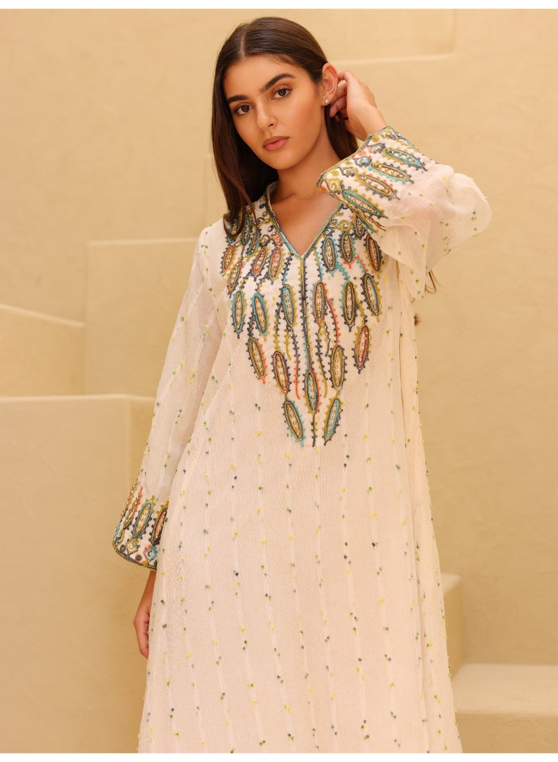 IKKXA Printed Colorful Embroidery Jalabiya IK4022 Blue - Image 5