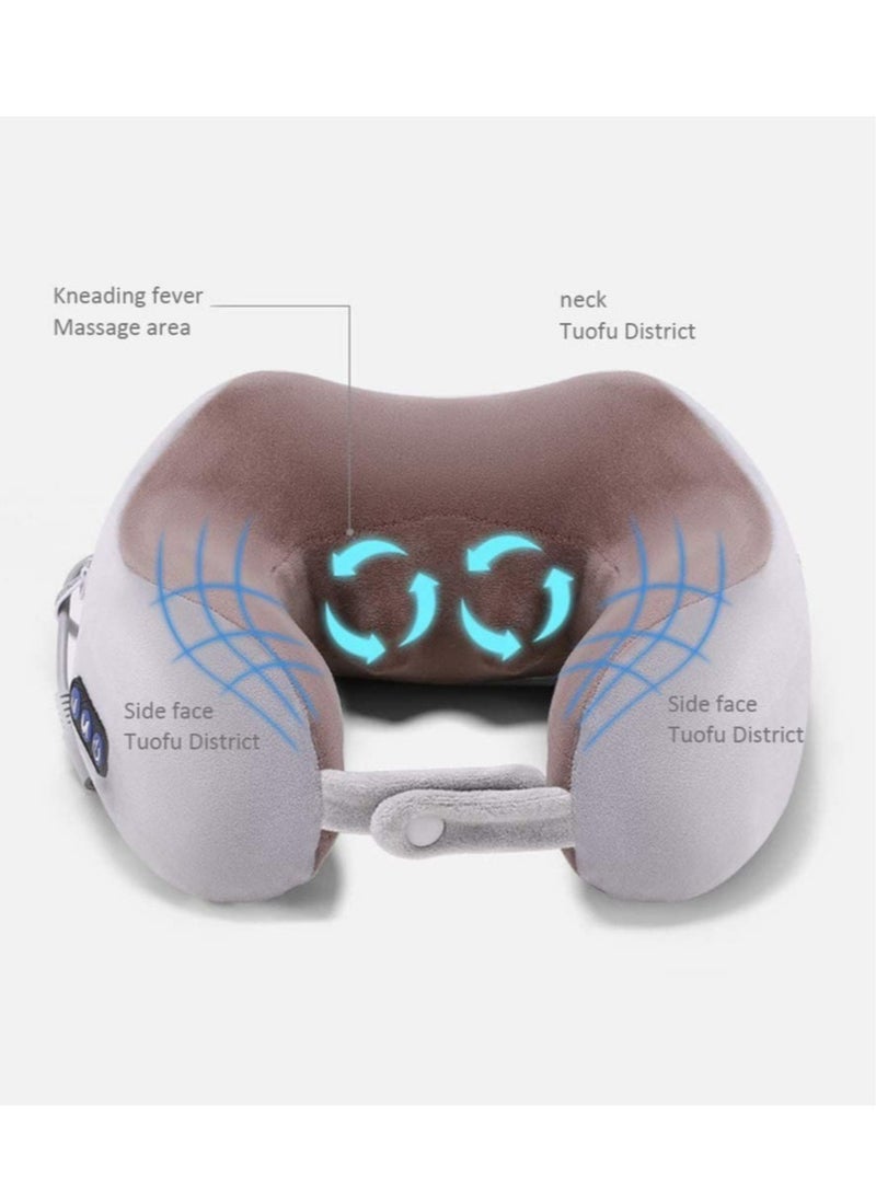 ELTRAZONE Electric Travel Neck Massage Pillow, U-Shaped Memory Foam Kneading Head & Neck Support Pollow, For Pain Relief, For Airplane, Train, Bus, Car Travel  - Image 3