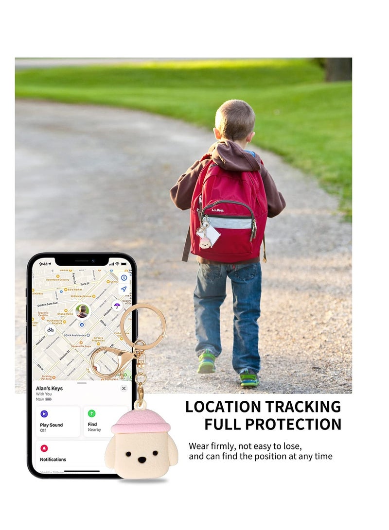 SYOSI 4 Pack Airtag Keychain Cartoon Dog for AirTag Tracker  Bear Protective AirTag Holder with Anti-Lost Keychain,Anti-Drop Scratch Airtag Holder Keychain Accessories for Kids Pets Backpacks  - Image 3