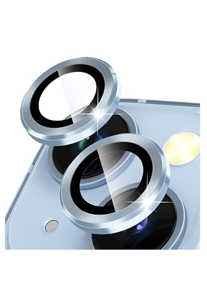 Camera Lens Protector for iPhone 14 (6.1 inch) and iPhone 14 Plus (6.7 inch), 9H Tempered Glass Metal Ring Camera Cover Film [Case Friendly... - Image 1