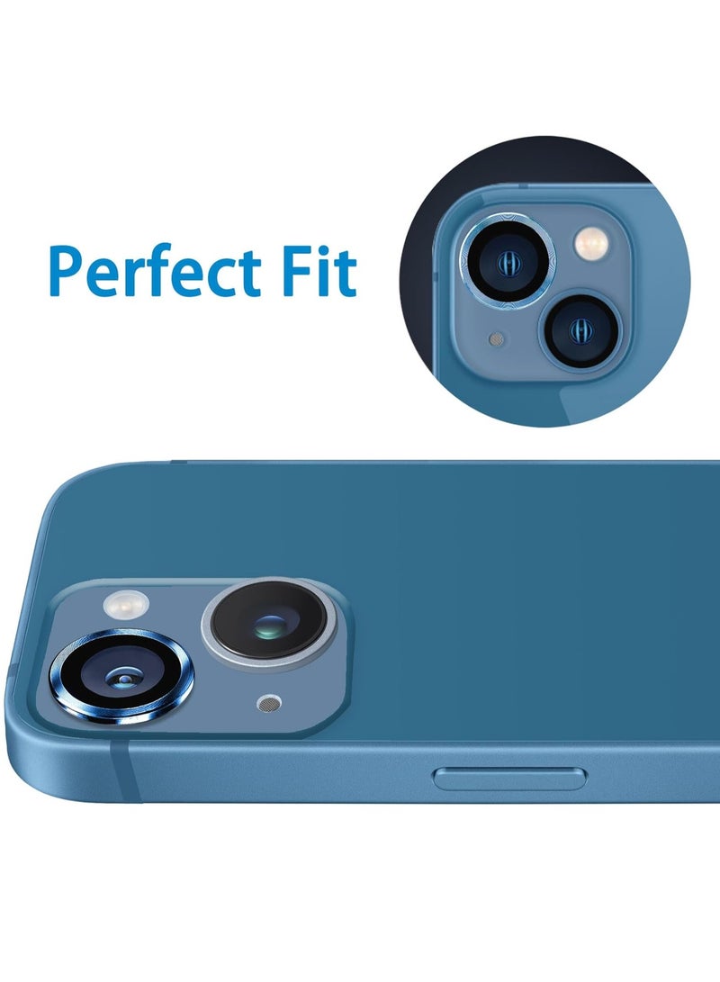 Camera Lens Protector for iPhone 14 (6.1 inch) and iPhone 14 Plus (6.7 inch), 9H Tempered Glass Metal Ring Camera Cover Film [Case Friendly... - Image 2