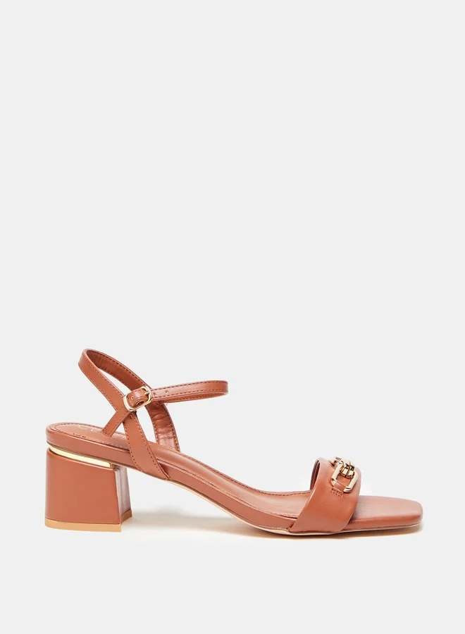Celeste Womens Solid Sandals With Block Heels And Buckle Closure
