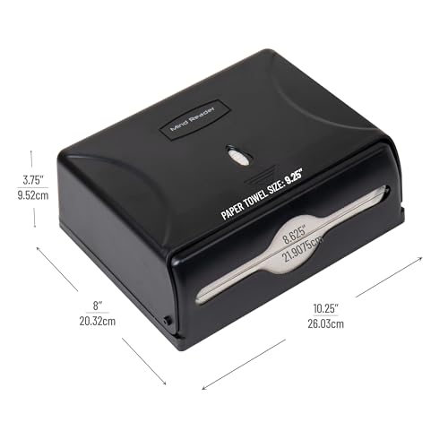 Mind Reader Paper Towel Dispenser, Tri-Fold Towel Holder, Restroom, Wall Mount, Bathroom, 10.25"L x 3.75"W x 8"H, Black - Image 3