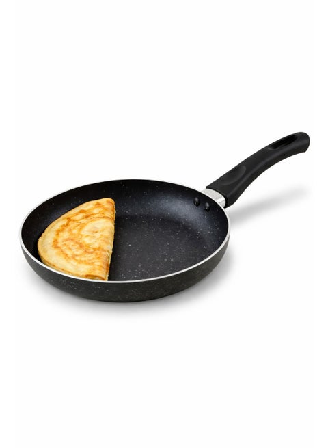 مقلاة غير لاصقة - 24 سم، مقلاة غير لاصقة باللون الرمادي الجرانيت الفاخر مع طلاء خالٍ من مادة PFOA صديقة للبيئة، هيكل من الألومنيوم الفائق، مقبض باكليت مقاوم للحرارة، توافق متعدد مع سطح الطبخ