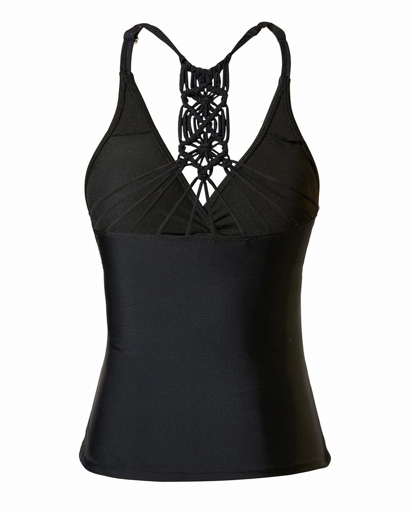 Holipick Tankini Top Only for Women V Neck Tummy Control Swimsuit Ruched Bathing Suit No Bottom Black - Image 3