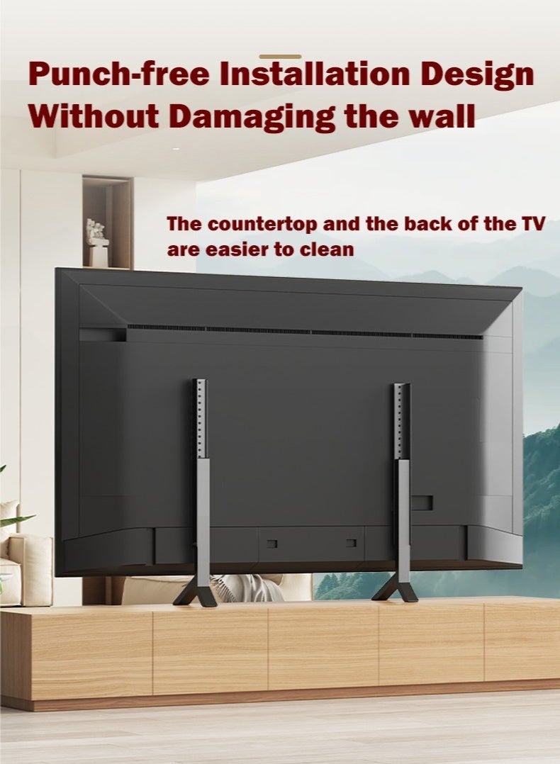 والالا حامل تلفزيون عالمي، أرجل تلفزيون معدنية لأجهزة تلفزيون LCD LED ذات الشاشات المسطحة مقاس 50-86 بوصة مع أقدام أوسع وأطول، تتحمل أرجل التلفزيون حتى 60 كجم، VESA MAX حتى 600 × 400 مم - Image 3