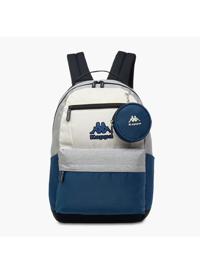 Kappa Boys Colourblock School Backpack with Adjustable Straps and Pouch Set - 18x32x46 cm