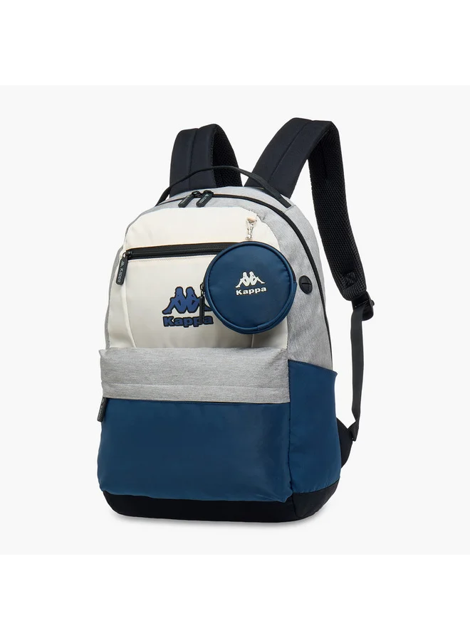 Kappa Boys Colourblock School Backpack with Adjustable Straps and Pouch Set - 18x32x46 cm