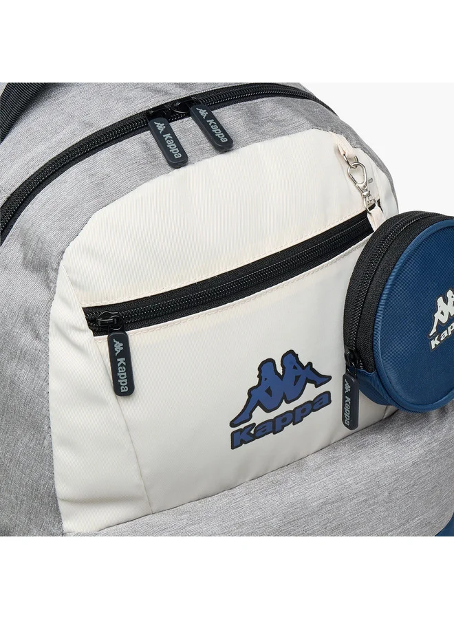 Kappa Boys Colourblock School Backpack with Adjustable Straps and Pouch Set - 18x32x46 cm