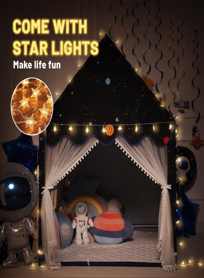 Wilwolfer Space Kids Tent Indoor: with Mat, Star Lights - Kids Play Tent Space Toys - Bedroom Decorations Astronaut Rocket Ship (Black) - Image 5