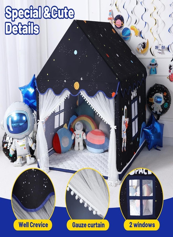 Wilwolfer Space Kids Tent Indoor: with Mat, Star Lights - Kids Play Tent Space Toys - Bedroom Decorations Astronaut Rocket Ship (Black) - Image 4