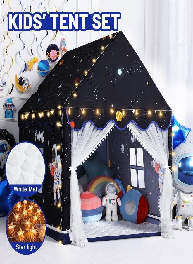 Wilwolfer Space Kids Tent Indoor: with Mat, Star Lights - Kids Play Tent Space Toys - Bedroom Decorations Astronaut Rocket Ship (Black) - Image 2