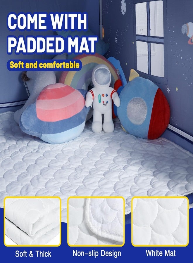Wilwolfer Space Kids Tent Indoor: with Mat, Star Lights - Kids Play Tent Space Toys - Bedroom Decorations Astronaut Rocket Ship (Black) - Image 3