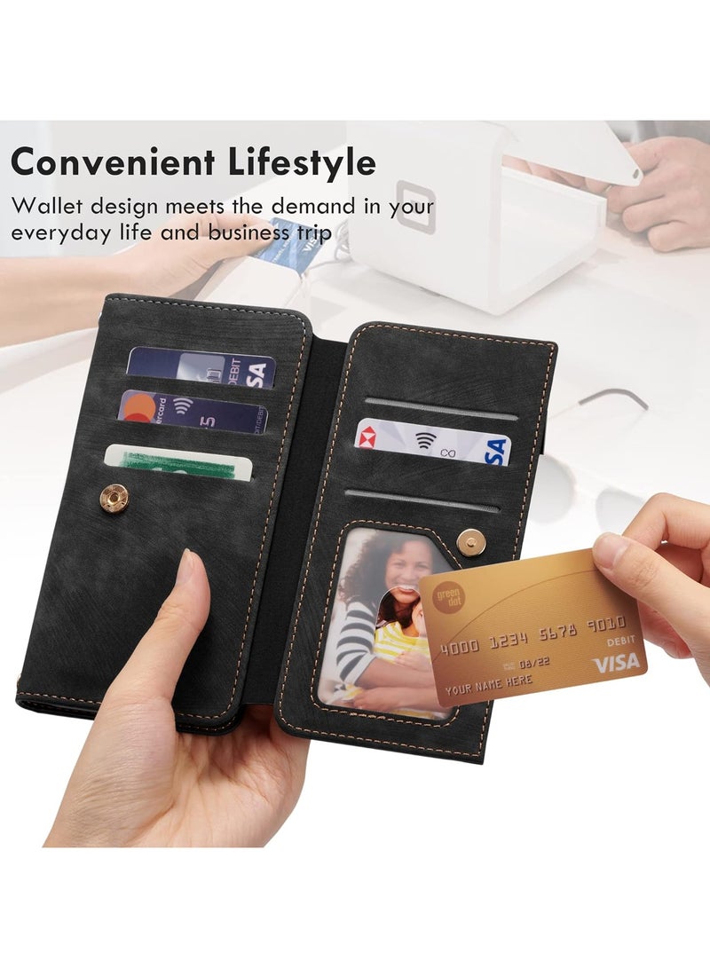 عام حافظة لهاتف Samsung Galaxy A55، حافظة محفظة Samsung Galaxy A55، حافظة هاتف جلدية مقلوبة بسحاب ممتاز (مع حلقة معصم) لهاتف Samsung Galaxy A55. - Image 3