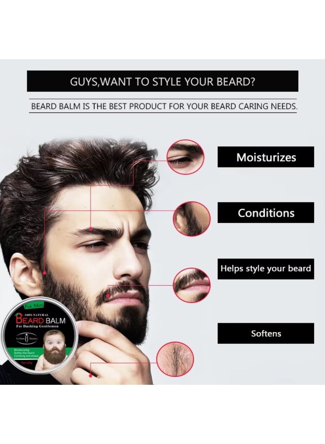 Aichun beauty بلسم لحية طبيعي 60 جرام للعناية باللحية مرطب عضوي لنمو الشارب مع زيوت طبيعية بلسم إصلاح اللحية زيت نمو بلسم يلين ويشكل اللحية يعزز نمو اللحية الصحي واللمعان بلسم طبيعي - Image 5