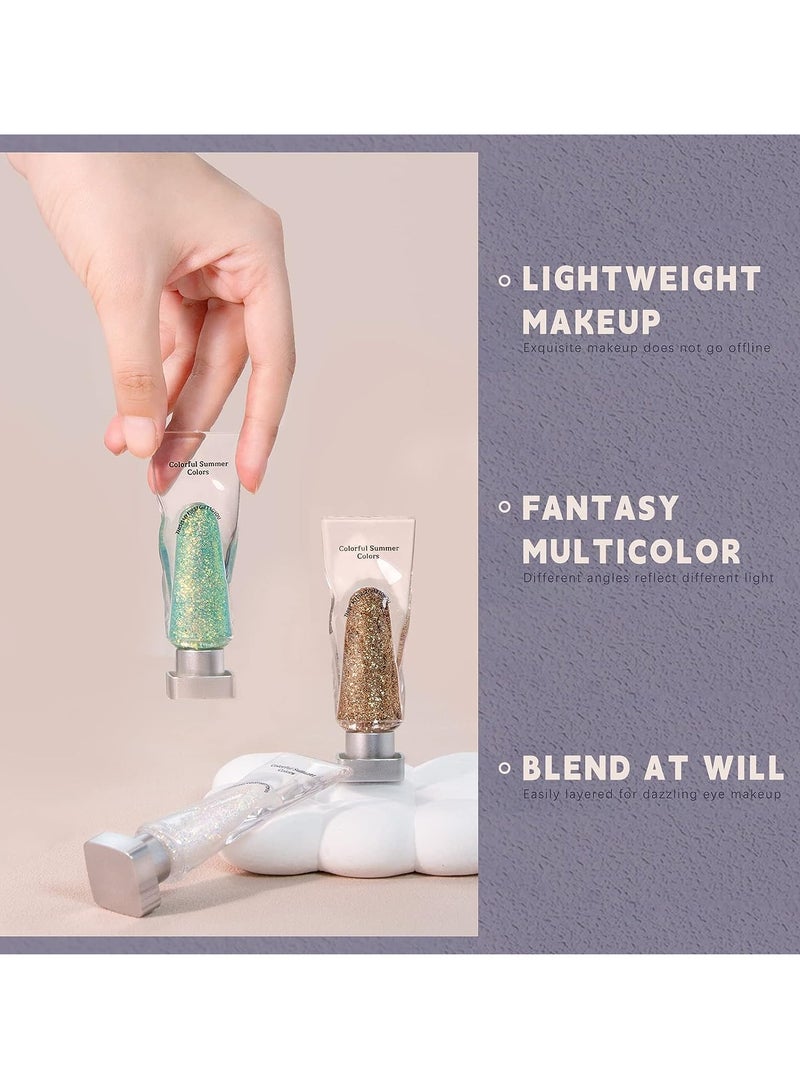 SYOSI ظلال عيون سائلة بريق 5 ألوان لامعة متلألئة جيل ظلال عيون معدني، تدوم طويلًا وتجف سريعًا مع لون قوي ولامع - Image 4