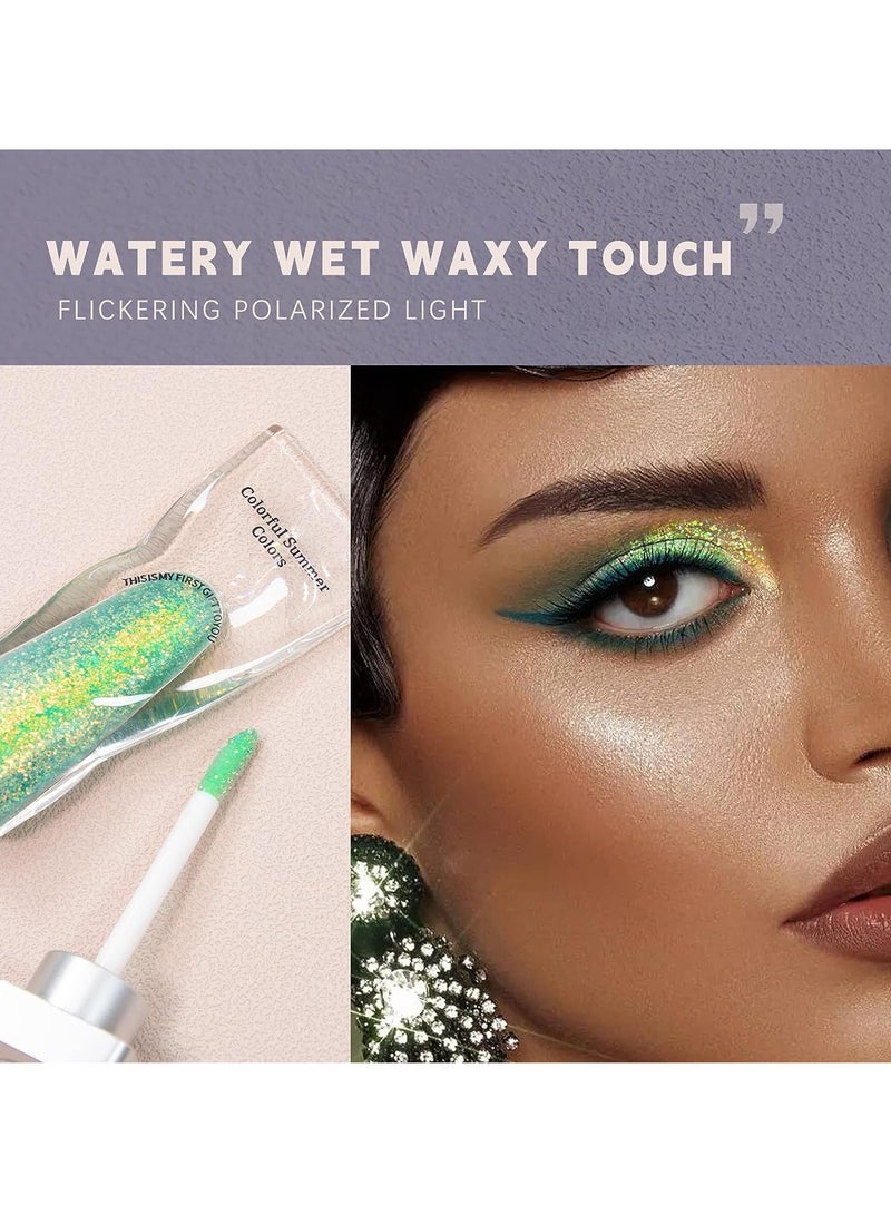SYOSI ظلال عيون سائلة بريق 5 ألوان لامعة متلألئة جيل ظلال عيون معدني، تدوم طويلًا وتجف سريعًا مع لون قوي ولامع - Image 5