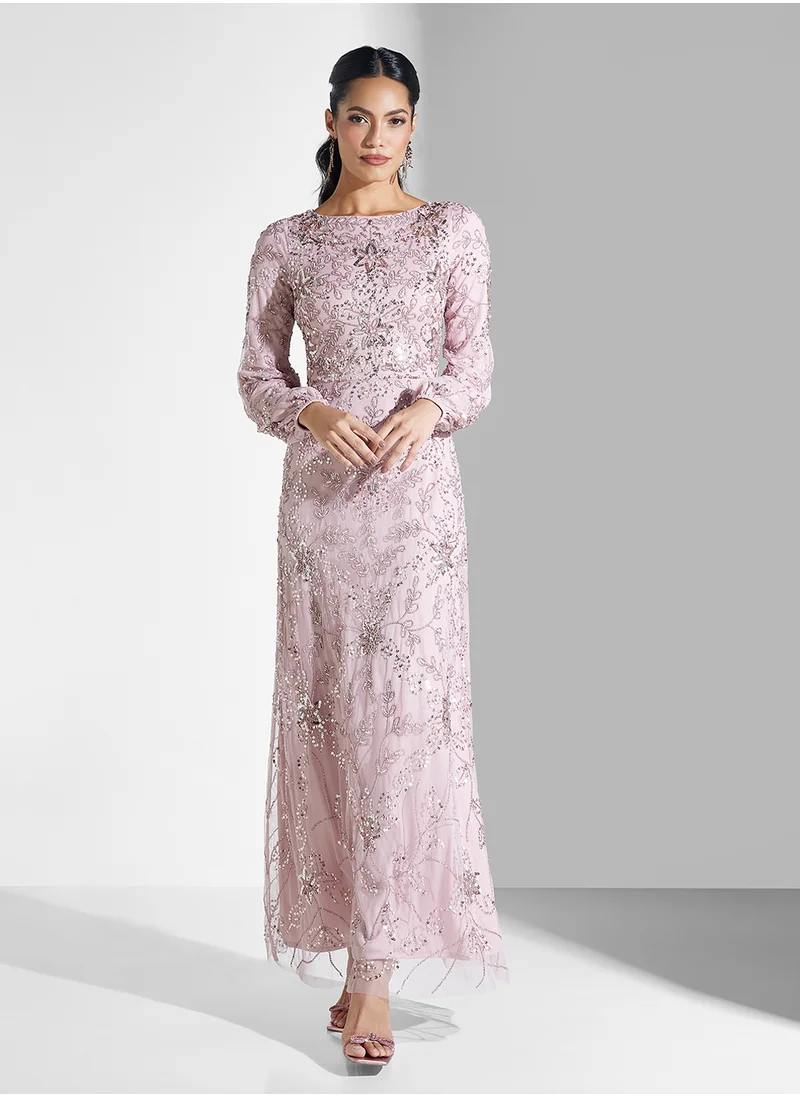 MARYISA Embellished Sequins Maxi Dress