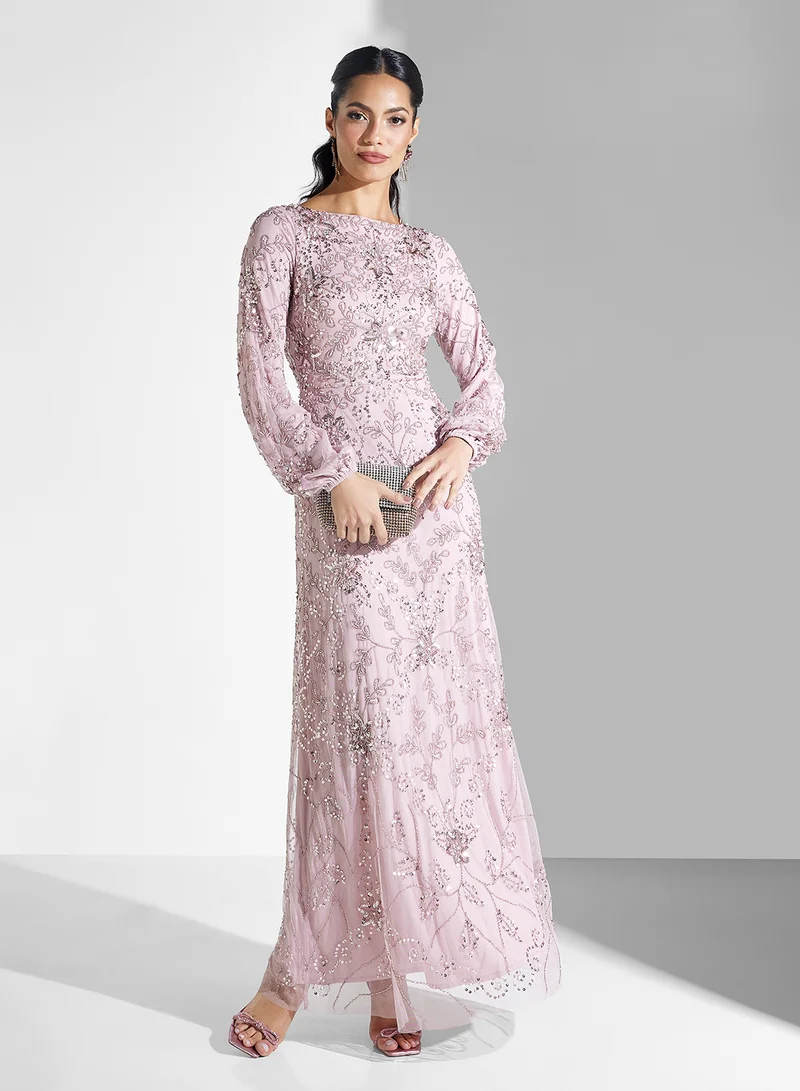 MARYISA Embellished Sequins Maxi Dress