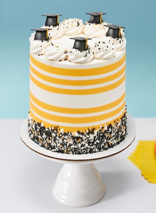 DecoPac Grad Hat Cupcake Toppers, 24 Graduation Cake Pics, Black Grad Hat DecoPics, Food Safe Cake Decorations - 24 Pack - Image 4