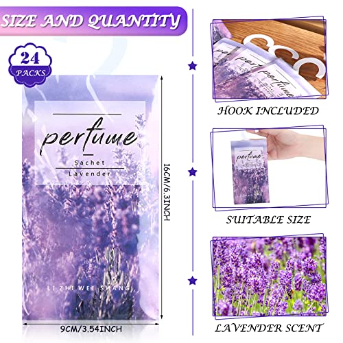 Loopeer 24 Pcs Large Hanging Closet Deodorizer Air Freshener Scented Sachets for Drawers and Closets Long Lasting Lavender Sachet Bags Drawer Freshener for Clothes (Lavender) - Image 2