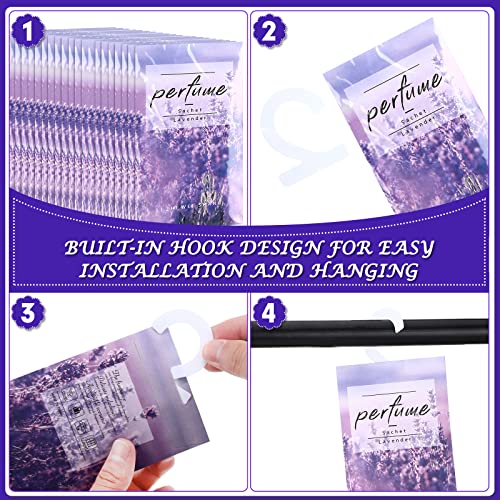 Loopeer 24 Pcs Large Hanging Closet Deodorizer Air Freshener Scented Sachets for Drawers and Closets Long Lasting Lavender Sachet Bags Drawer Freshener for Clothes (Lavender) - Image 3
