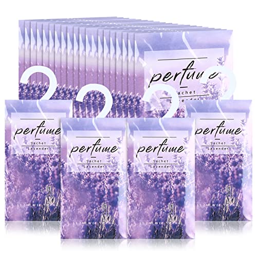 Loopeer 24 Pcs Large Hanging Closet Deodorizer Air Freshener Scented Sachets for Drawers and Closets Long Lasting Lavender Sachet Bags Drawer Freshener for Clothes (Lavender) - Image 1