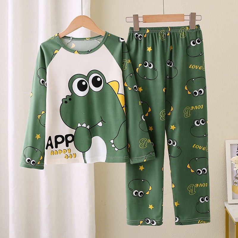 Children'S Pajamas Long Sleeve Girls Boys Thin Large Children'S Baby Air Conditioning Clothing Suit - Image 1
