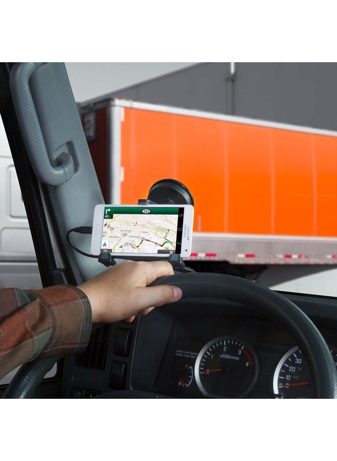 xProDock NFC Bizmount - Phone Holder/Mount with Heavy Duty Suction Cup Base and 2m microUSB Cable- for Your Windshield, Dashboard - for Telematic Commuters, Fleets, Cars, Large Trucks, Vans