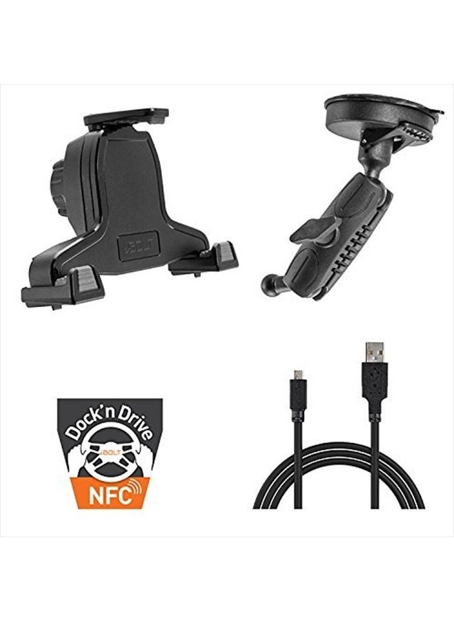 xProDock NFC Bizmount - Phone Holder/Mount with Heavy Duty Suction Cup Base and 2m microUSB Cable- for Your Windshield, Dashboard - for Telematic Commuters, Fleets, Cars, Large Trucks, Vans
