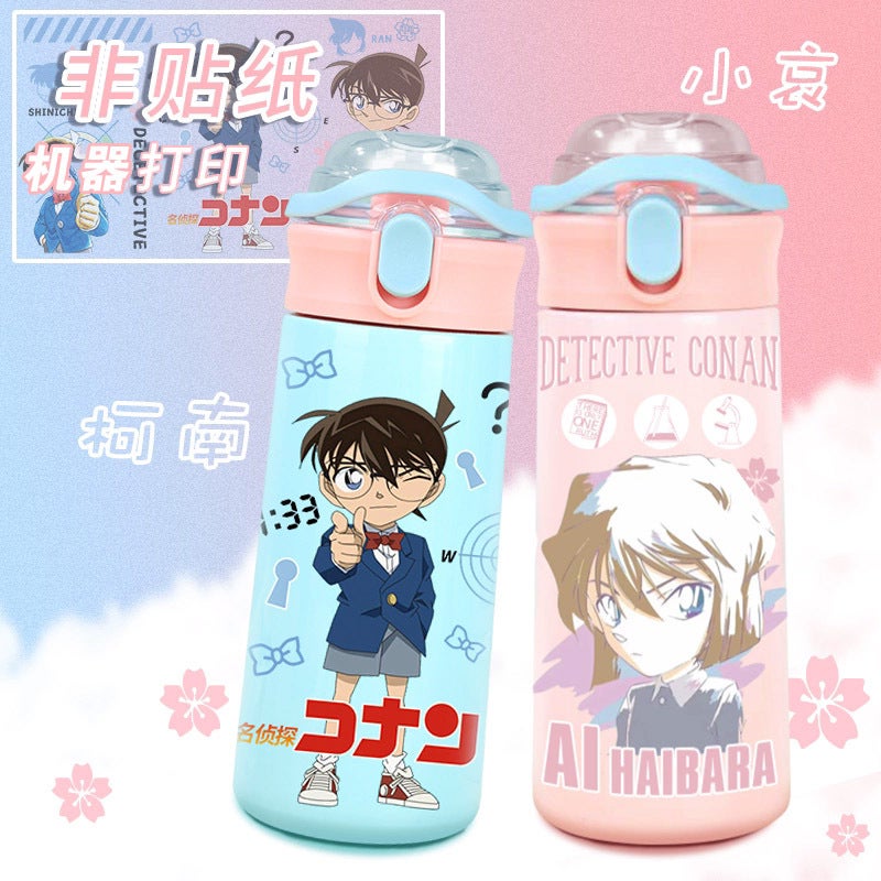 Conan Ash Hara Ai Cartoon Cartoon Water Cup Straw Portable Bomb Lid Large Capacity Water Cup Ins Simple Thermos Cup - Image 2