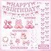 Bolake Pink Bow Birthday Party Decorations Girl Bow Themed Party Decor Include Happy Birthday Banner Hanging Swirls Table Honeycomb Centerpieces Hanging Banners for Girls Baby Shower Birthday Party Decor - Image 4