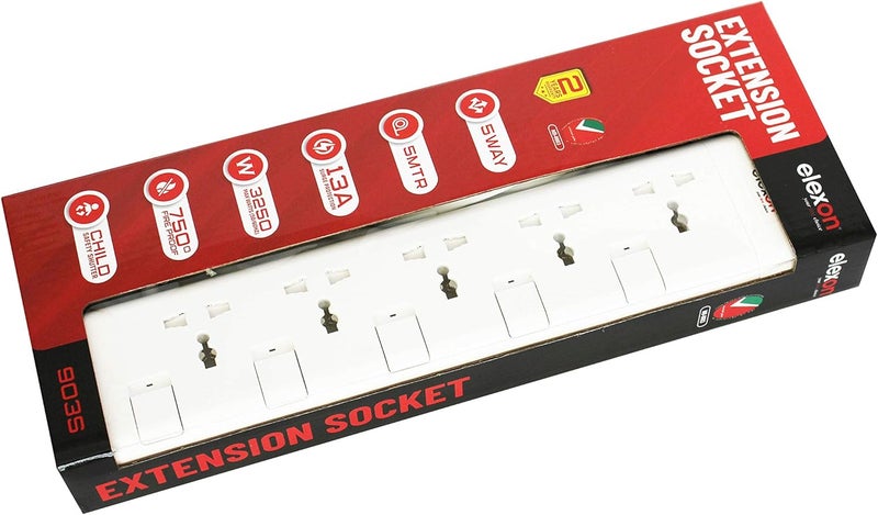 ELEXON 5-Way Extension Socket with 5 Meter Cable - Model 903S - Image 1