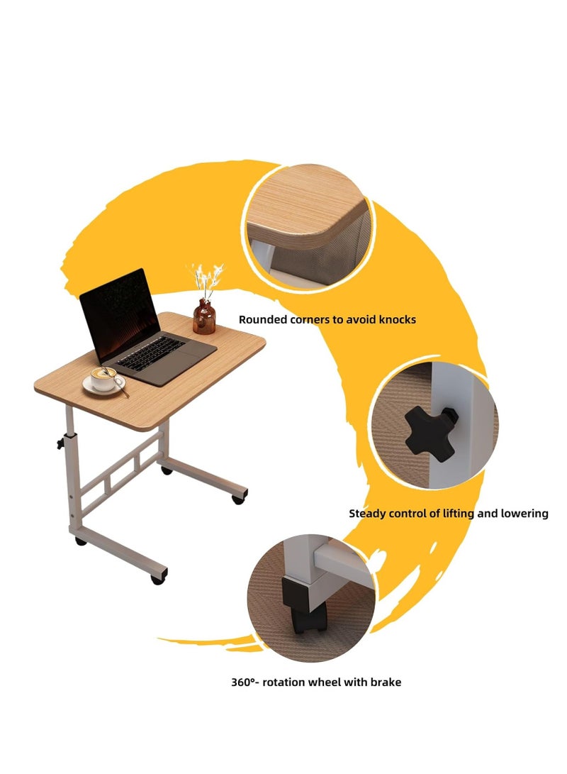 TRASSLE Adjustable Height Mobile Computer Desk, Home Bedrooms And Office Desks For Work and Study Moveable Portable Coffee Overbed Tray Bedside Sofa Table - Image 2