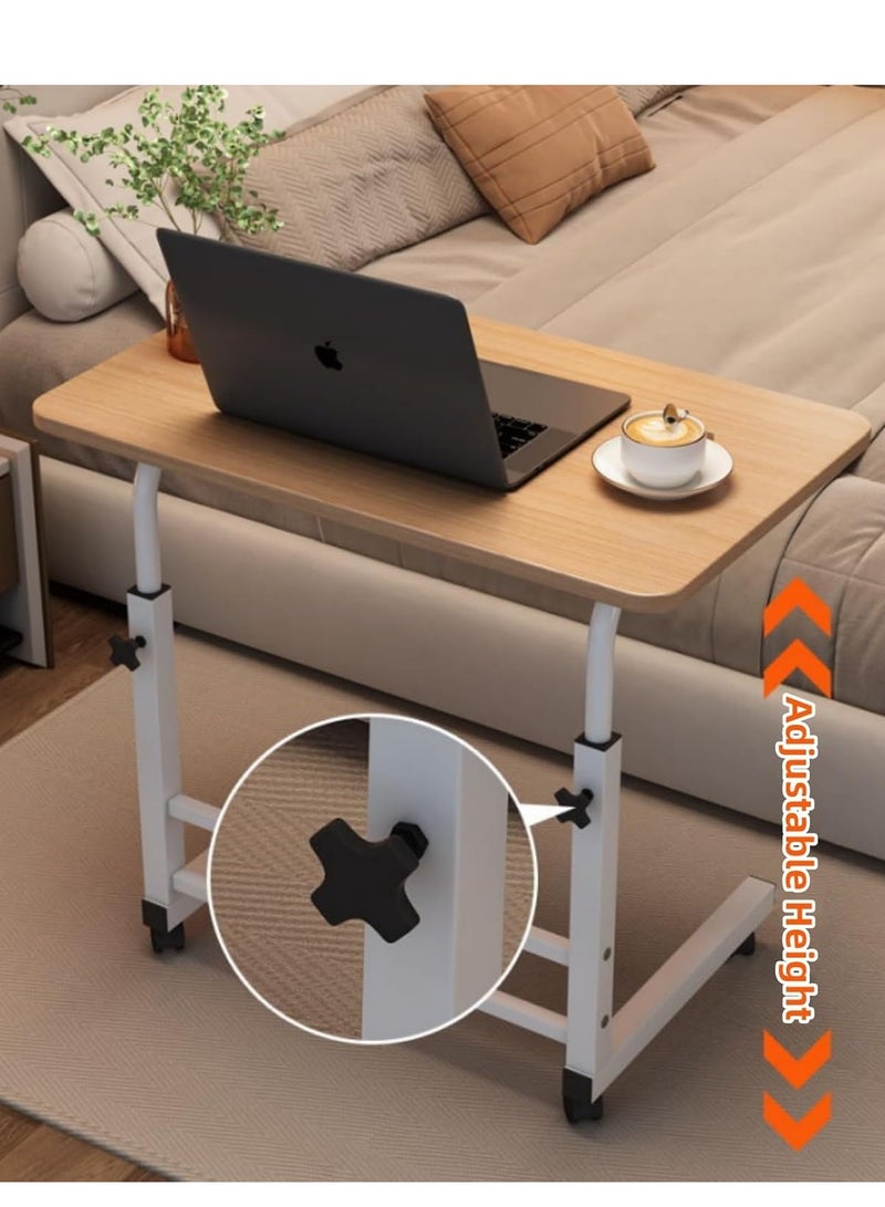 TRASSLE Adjustable Height Mobile Computer Desk, Home Bedrooms And Office Desks For Work and Study Moveable Portable Coffee Overbed Tray Bedside Sofa Table - Image 4