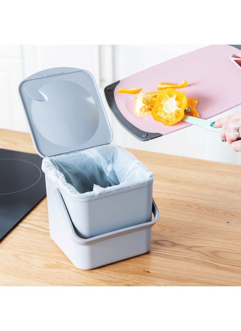 Minky Homecare Minky Homecare Kitchen Compost Bin  Countertop Food Waste Caddy with Easy Wipe Clean Interior  Made in The UK  35L 09 gal Light Grey 
