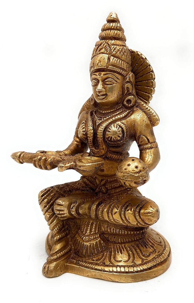 Bhunes Brass Goddess Annapurna Devi Idols Annaporna Ji Ki Murti Annapoorna MATAGold 5 Inch 1 Piece - Image 2