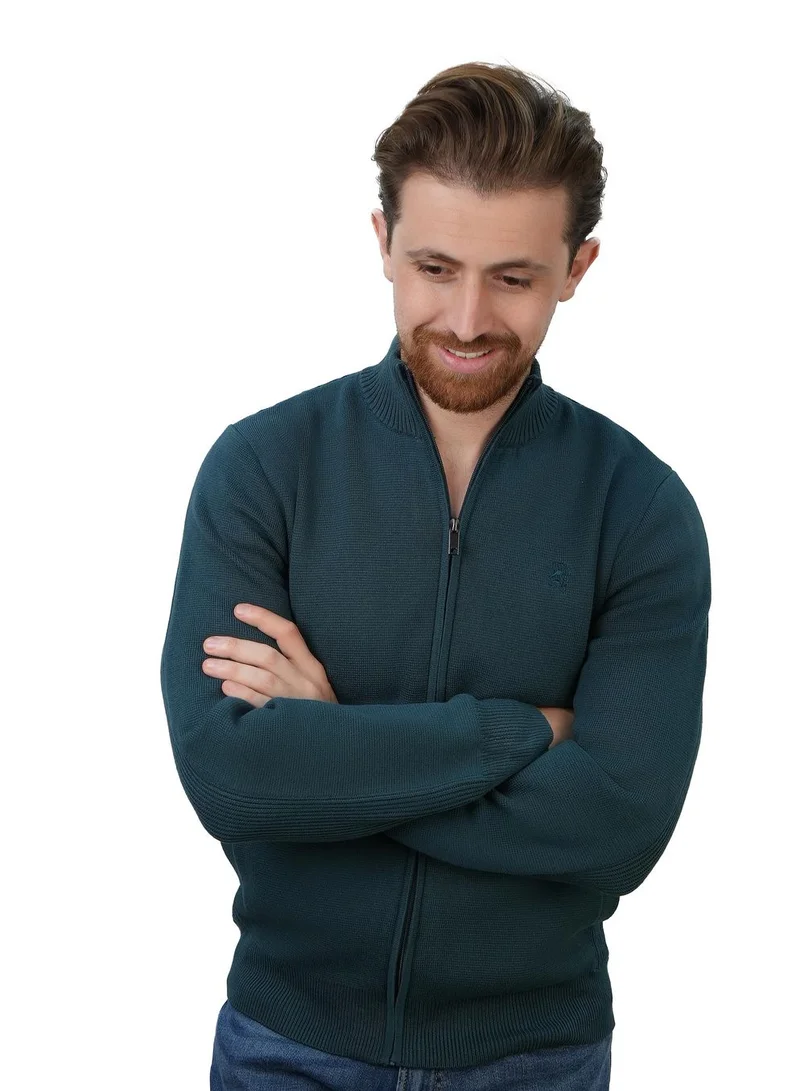 Men's Full-Zip Mock Neck Textured Knit Cardigan