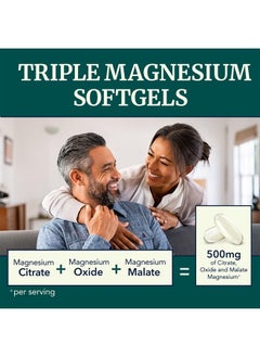 Triple Magnesium Softgels | Citrate, Malate, & Oxide | Highly Absorbable Magnesium Supplement for Digestion, Calm, Leg Cramps, & Sleep Support | 300mg Complex | Easy to Swallow Soft Gels | 60 Count - pzsku/Z3901A7CECF2C4236205DZ/45/_/1715477966/b06b9bba-5803-4ac2-a0c8-98fd499929b6