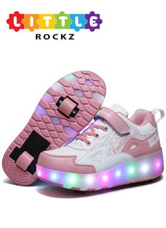 LITTLE ROCKZ LED Flash Light Fashion Shiny Sneaker Skate Heelys Shoes With Wheels And Lightning Sole  - Image 1