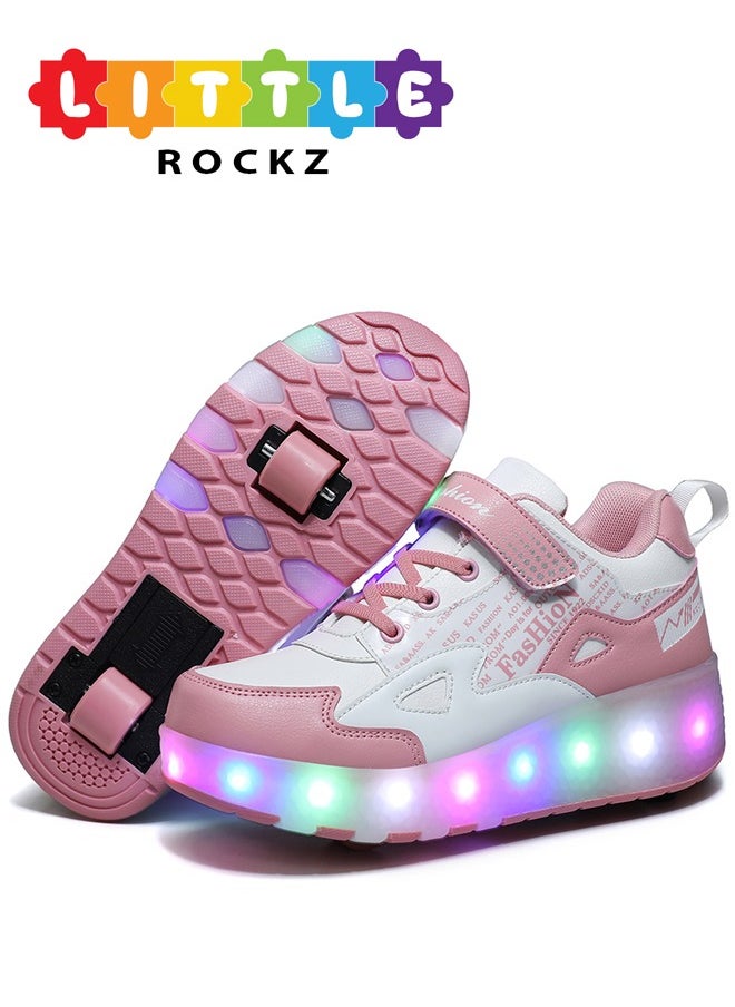LITTLE ROCKZ LED Flash Light Fashion Shiny Sneaker Skate Heelys Shoes With Wheels And Lightning Sole  - Image 1