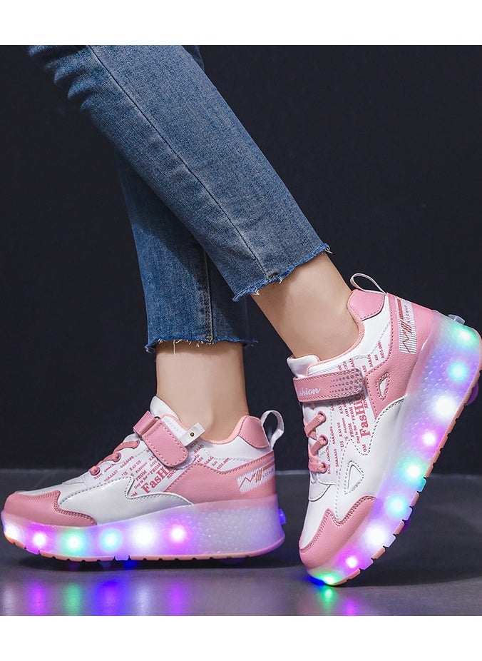 LITTLE ROCKZ LED Flash Light Fashion Shiny Sneaker Skate Heelys Shoes With Wheels And Lightning Sole  - Image 2