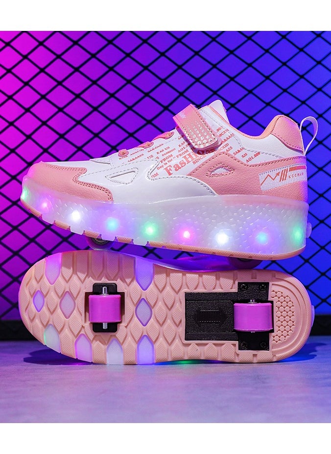 LITTLE ROCKZ LED Flash Light Fashion Shiny Sneaker Skate Heelys Shoes With Wheels And Lightning Sole  - Image 3